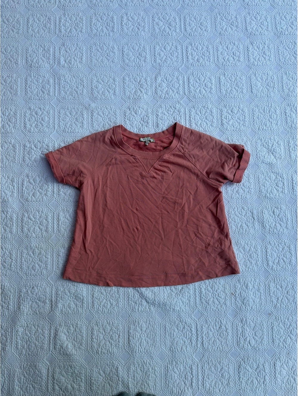 Anthropology Eli+ Ali Medium Rust Orange Short Sleeve V-Neck Cotton Shirt